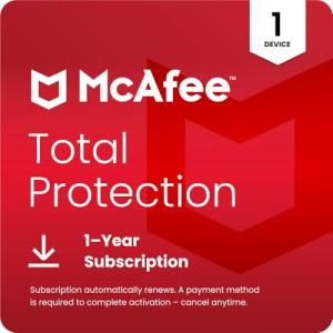 McAfee Total Protection 1-Device 2025 | Security Software Includes Antivirus,VPN, Scam Protection, Identity Monitoring | 1-Year Subscription with Auto-Renewal | Digital download