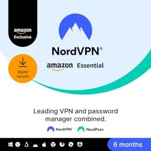NordVPN Amazon Essential, 10 Devices, 6-Month, VPN & Password Manager, Digital Code