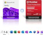 Microsoft 365 Family | 6 People | Up to 6TB Cloud Storage | AI Office Apps | Renews for £104.99 + McAfee Total Protection | 5 Devices | Renews for £95.99 | Annual auto-renewing Amazon subscription