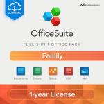 OfficeSuite Family | 5 in 1 Office Pack | Documents, Sheets, Slides, PDF, Mail & Calendar | 1 Year License | 1 Windows & 2 Mobile Devices | 6 Users [Online Code]