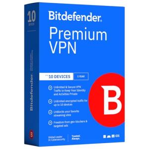 Bitdefender Premium VPN | Ultra-fast Unlimited VPN | 10 Devices 1 Year | Android Windows Mac iOS | Online protection and anonymity | Safe online media streaming