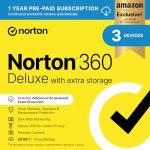 Norton 360 Deluxe with Extra Storage, 25 GB Extra Cloud Backup, Antivirus Software for 3 Devices and 1-year Subscription With Automatic Renewal