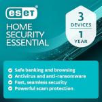 ESET HOME SECURITY Essential 2026 | 3 Devices | 1 Year | Antivirus, Safe Banking, Safe Browsing, Anti-Phishing, Webcam Protection, Microphone Monitor | Activation key by email