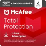 McAfee 2026- Total Protection (4 Plus 1 Devices) Antivirus, VPN, Scam Protection, Security Software, 1-Year Subscription with Auto-Renewal - Digital download | PC/Mac/iOS/Android