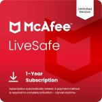 McAfee LiveSafe Unlimited Devices 2026, Antivirus, VPN, Scam Protection, Security Software, Identity Monitoring, 1-Year Subscription with Auto-Renewal, Digital download, PC/Mac/iOS/Android