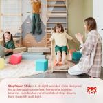 Woodandhearts Kids Gym Equipment, Playground,Indoor Climbing Frame, Monkey Bars, Kids Gym, Climbing Wall Grips for Kids, Rock Climbing Holds (Base Set+Step-Down Slide+Sit-Up Bar)