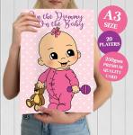 Pin the Dummy on the Baby - Pink/Girl- 20 Players - Baby Shower Party Game!