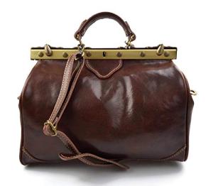 Ladies doctor bag women leather handbag doctor bag handheld shoulder bag medical purse brown made in Italy
