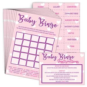 Baby Shower Bingo - Neutral Unisex/Boy/Girl - 20 Players - Perfect Party Game! (Pink)