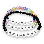 Personalised Acrylic Bead Bracelet - Choose Your Name or Wording - Elastic with Letter Beads Unisex Size and Colour Choice