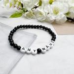 Personalised Acrylic Bead Bracelet - Choose Your Name or Wording - Elastic with Letter Beads Unisex Size and Colour Choice