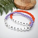 Personalised Acrylic Bead Bracelet - Choose Your Name or Wording - Elastic with Letter Beads Unisex Size and Colour Choice