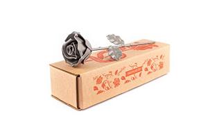 Forging Art Bcn® Hand Forged Eternal Wrought Iron Rose - Gift for Valentine's Day, Mother's Day, 6th Year Wedding Anniversary (Grey)