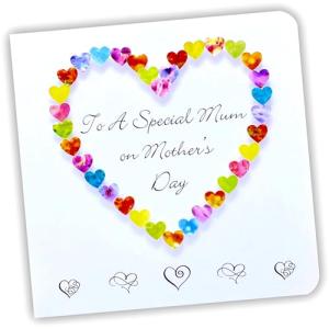 Handmade Mother's Day Card - To A Special Mum - Colourful 3D Hand made Love Heart