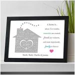 Personalised A Home Is Where Family New Home Housewarming First House Keepsake Christmas Print Gifts - A5, A4, A3 Prints and Frames
