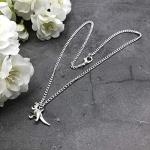 Dinosaur Pendant Necklace, Cute Silver Tone Charm on 16 Inch Silver Plated Curb Chain, Handmade Gift for Dino Lovers, T-Rex Jewellery