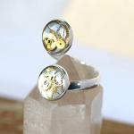 Handmade Designer Ring, Designer Ring, Steampunk Ring, Watch Cogs Ring, Cogs Ring, Mechanical Ring, Double Ring, Ladies Double Ring, Wraparound Ring