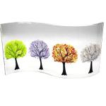 Handmade fused glass tree showing four seasons wave shaped panel