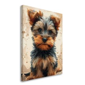 Yorkshire Terrier Painted Illustration Canvas Art Print - Dog Lover Gift, Home Decor, Pet Portrait, Animal Art, Vibrant Colours, Collectible.