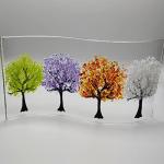 Handmade fused glass tree showing four seasons wave shaped panel