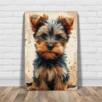 Yorkshire Terrier Painted Illustration Canvas Art Print - Dog Lover Gift, Home Decor, Pet Portrait, Animal Art, Vibrant Colours, Collectible.