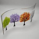 Handmade fused glass tree showing four seasons wave shaped panel