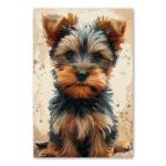 Yorkshire Terrier Painted Illustration Canvas Art Print - Dog Lover Gift, Home Decor, Pet Portrait, Animal Art, Vibrant Colours, Collectible.