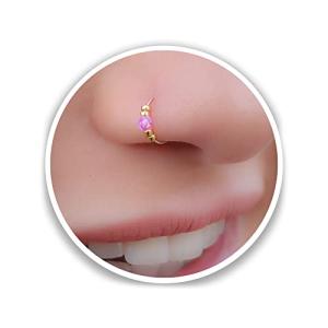 Thin 14k Gold Filled Tiny Pink Opal Nose piercing Hoop - 2 mm Pink Opal piercing Nose Hoop - 24 gauge very Thin Nose Hoop Tiny Piercings Nose Rings hoop - Opal nose rings