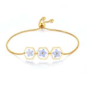 Forget-Me-Not Pressed Wildflower Bracelet | Personalized Handmade Bracelet | Real Wildflowers Bracelet | Alaska State Flower Bracelet | Gold Pressed Flower Bracelet | Gift For Her