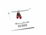 RED SHOES charm necklace There's no place like home quote card OZ themed jewellery gift, musical book Dorothy wizard birthday Xmas present, party bag favors