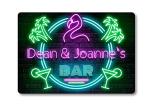 Personalised Bar Sign METAL Plaque Eighties Neon Cocktail Style. Home Pub 80s Shed Garage Man Cave.