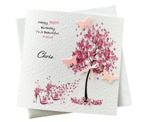 Female Happy birthday card handmade and personalised Pink Blossom Trees and Heels //pretty/birthday/friend/mum/daughter/sister/niece/cousin/ 16th/18th/ 21st/30th Birthday Gift