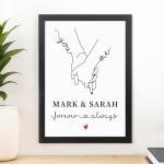 Personalised Holding Hands Gifts for Couples, Valentines Gifts For Him Or Her, Boyfriend and Girlfriend Gifts, Husband and Wife Present, Couple Anniversary Gift, ANY NAMES