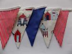 Beach Huts Bunting, Nautical Summer Seaside Garden Children's Party Bunting, Handmade 1-3 m