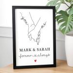 Personalised Holding Hands Gifts for Couples, Valentines Gifts For Him Or Her, Boyfriend and Girlfriend Gifts, Husband and Wife Present, Couple Anniversary Gift, ANY NAMES