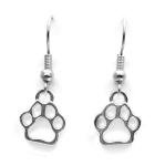 Paw Print Charm Earrings, Tibetan Silver Dog Cat Charms on Nickel Free Hooks : 30mm, Pet Owner Gift for Women, Animal Cat and Dog Lover