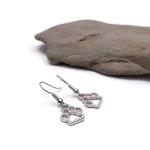 Paw Print Charm Earrings, Tibetan Silver Dog Cat Charms on Nickel Free Hooks : 30mm, Pet Owner Gift for Women, Animal Cat and Dog Lover