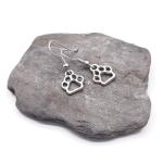 Paw Print Charm Earrings, Tibetan Silver Dog Cat Charms on Nickel Free Hooks : 30mm, Pet Owner Gift for Women, Animal Cat and Dog Lover