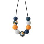 Navy Blue Colour Block Statement Necklace for Women, Handmade Modern Clay Jewellery Gifts for Mother Day under 30