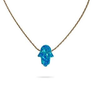 Dark Blue Opal Hamsa hand Necklace 14k Gold Filled Length 41 cm/16 inch+5cm Extender