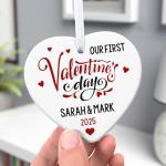 Our First Valentines Day Gift For Boyfriend Girlfriend 2026 - PERSONALISED 1st Valentines Together Ceramic Heart Gift, New Present For Valentines Day for Him or Her - With Gift Box