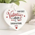 Our First Valentines Day Gift For Boyfriend Girlfriend 2026 - PERSONALISED 1st Valentines Together Ceramic Heart Gift, New Present For Valentines Day for Him or Her - With Gift Box