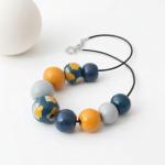 Navy Blue Colour Block Statement Necklace for Women, Handmade Modern Clay Jewellery Gifts for Mother Day under 30