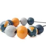 Navy Blue Colour Block Statement Necklace for Women, Handmade Modern Clay Jewellery Gifts for Mother Day under 30