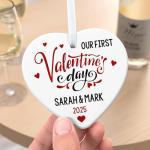 Our First Valentines Day Gift For Boyfriend Girlfriend 2026 - PERSONALISED 1st Valentines Together Ceramic Heart Gift, New Present For Valentines Day for Him or Her - With Gift Box