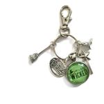 Just a Little Wicked 20mm Handmade Glass cabochon Bag Clip Keyring Gift, oz Witch Novelty Birthday Halloween Xmas Present, Witches Party Bag Favors