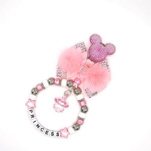 Personalised pram charm in multi colors baby girls and boys rhinestone bows