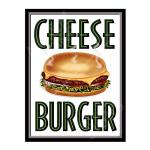 Cheese Burger Sign Metal Plaque For Kitchen Home Bar Pub Man Cave Shed Garden Food Sign Home Decor Ref2017 (10X8 inches (Approx)25cmx20cm)
