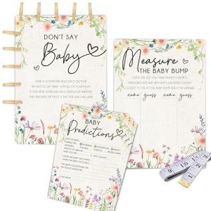 Baby Shower Game Multipack | Wildflower Neutral | Predictions | Don't Say Baby | Measure Baby Bump | 20 Players