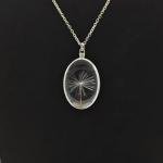 Cairui Design Dandelion Make a Wish Real Flowers Oval Glass Pendant 925 Sterling Silver Necklace for Women Handmade